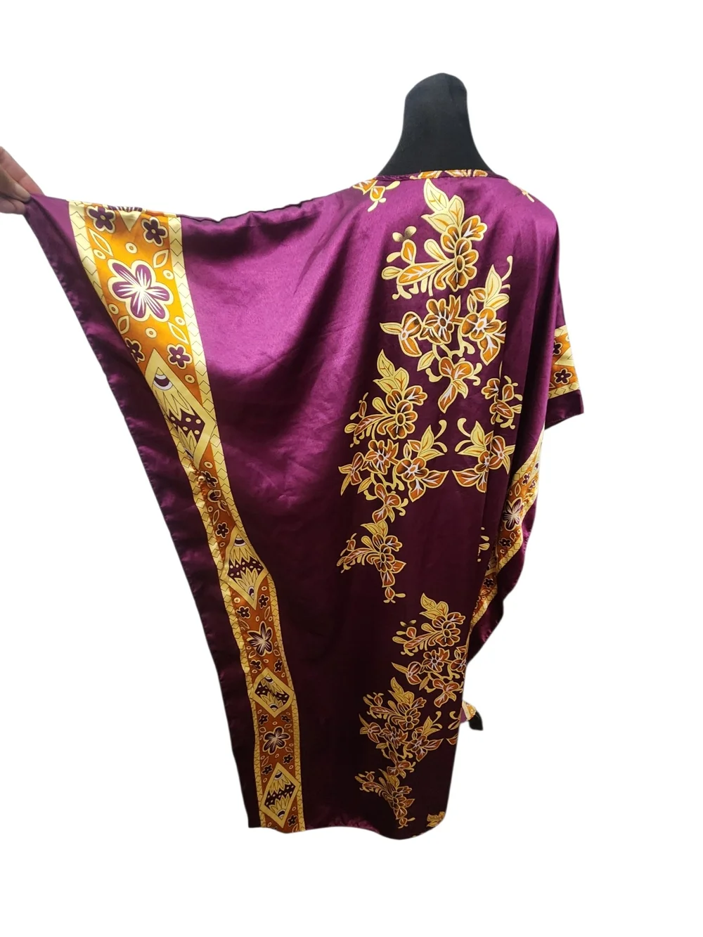 Winlar One Size Kaftan Muu Muu Purple Floral OS Long Flowy Vintage Retro 60s 70s